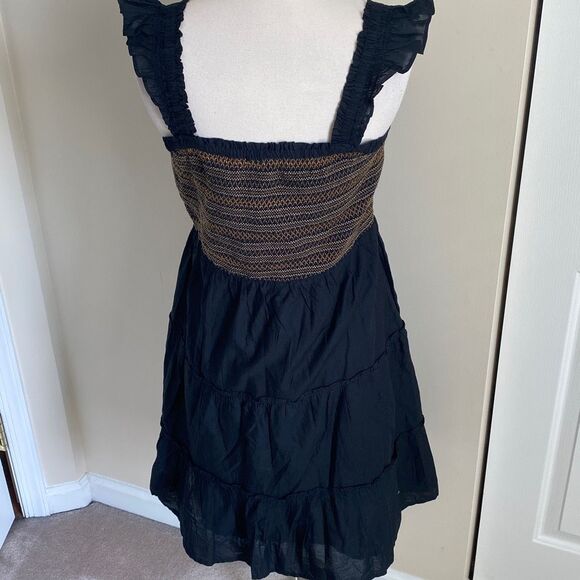 J. Crew Factory Smocked tiered mini dress‎ Black Size M NWT - Picture 7 of 9